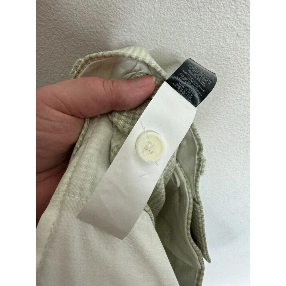 ASOS Design Sz 30 Super Skinny Suit Pant In Puppytooth Check Linen Green Stretch